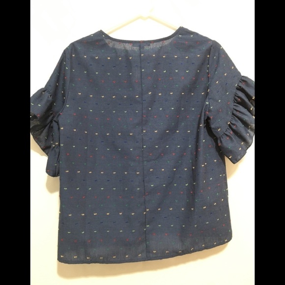 Drew Anthropologie Chambray Flutter Sleeves Blouse c1. - Picture 5 of 12
